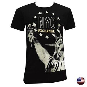 NWT EXCHANGE NEW YORK CITY MEN'S BLACK CREW NECK SHORT SLEEVE T-SHIRT SIZE XL